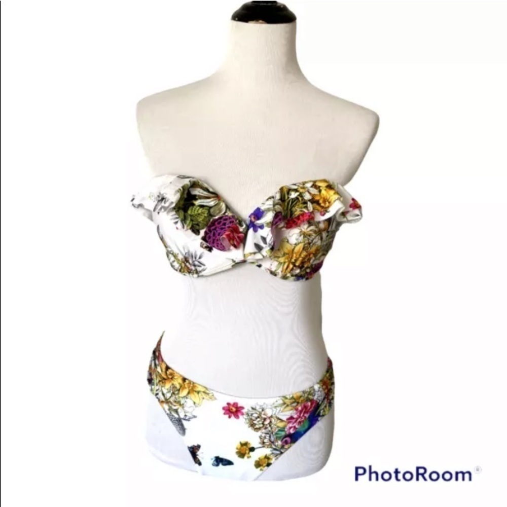 Womens Isola by Megan Gale Sz 12 14 Two 2 Piece Bikini Bathing Suit Set Floral
